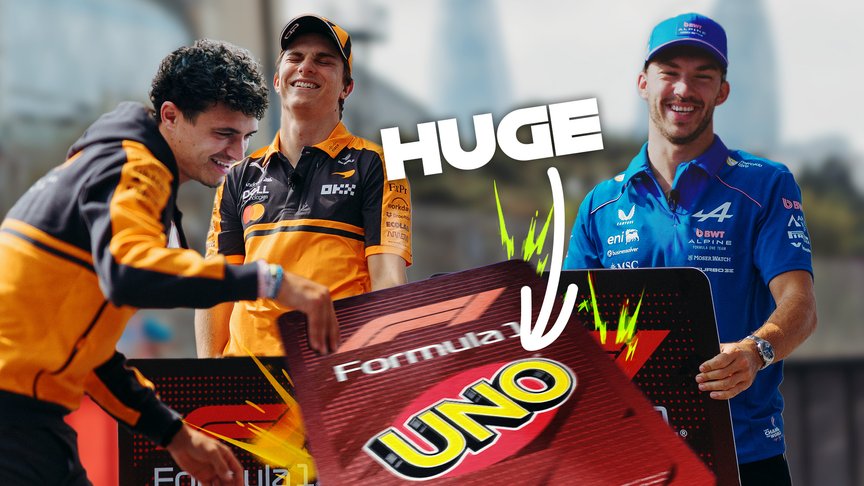 Lando, Oscar & Pierre Face Off In Giant UNO!