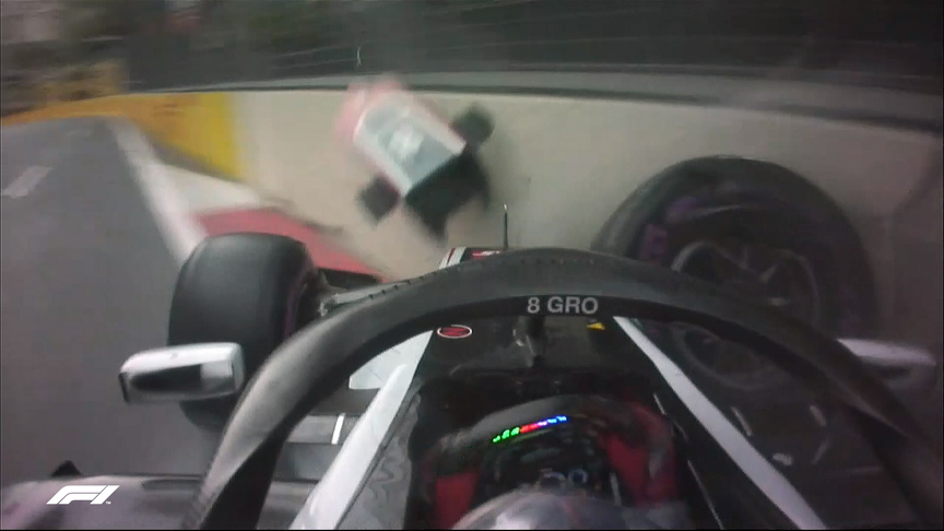 RACE: Grosjean crashes behind Safety Car