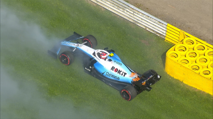 Qualifying: Kubica's Williams expires amid smoke and flames
