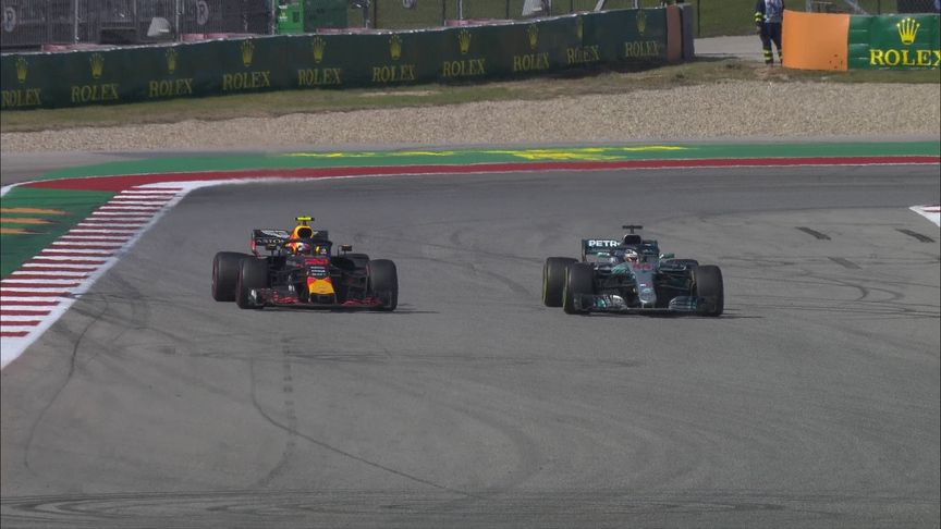 RACE: Hamilton runs wide in late Verstappen battle