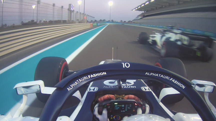 2020 Abu Dhabi Grand Prix: Onboard as Gasly out-brakes team mate Kvyat