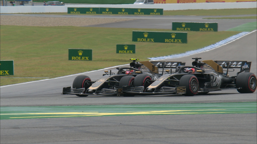 GERMAN GP: Haas team mates make contact - again