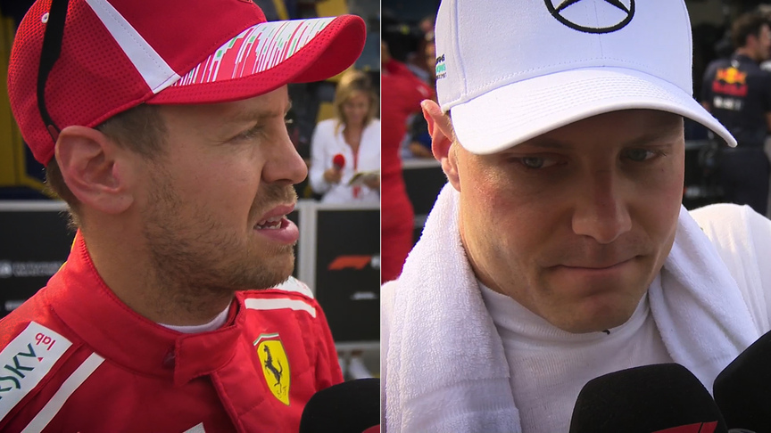 Vettel and Bottas on their Turn 1 clash in France