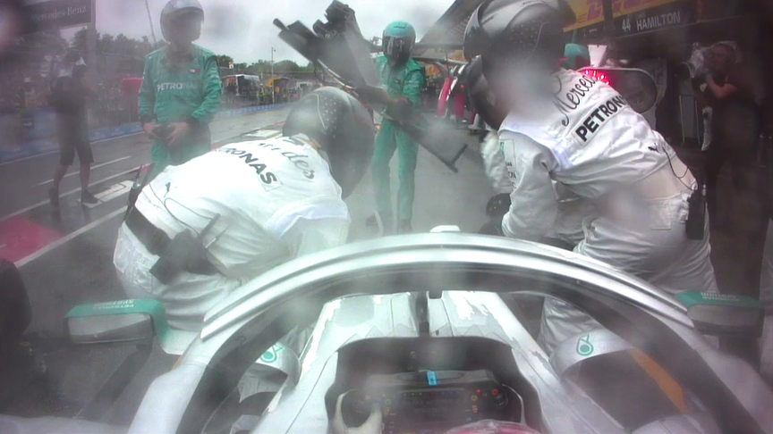 GERMAN GP: Lewis Hamilton's chaotic pit stop