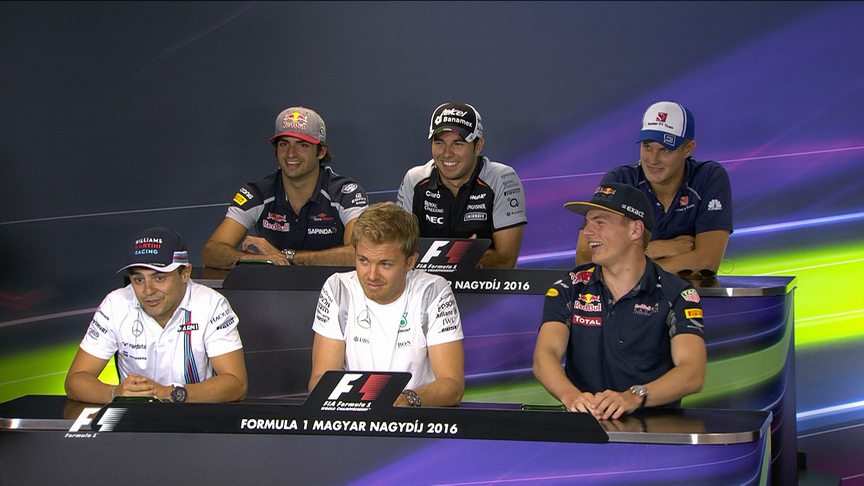 The drivers face the press in Hungary 2016