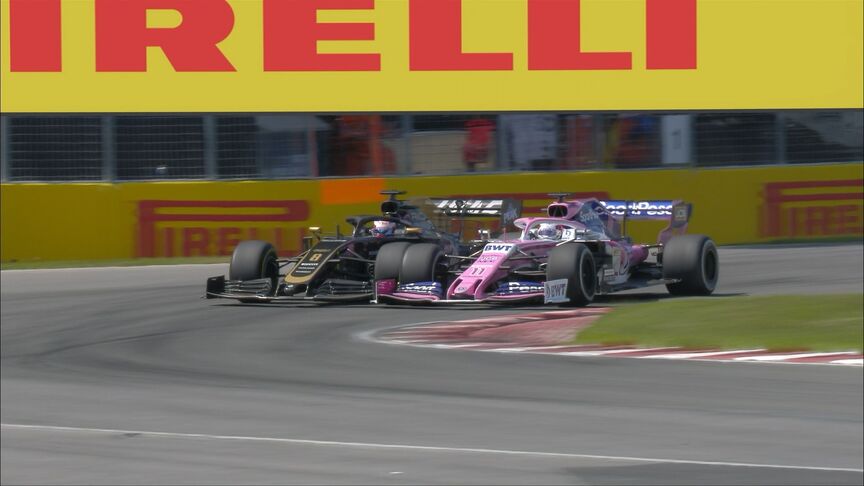 Canadian GP: Perez dives past Grosjean into Turn 1