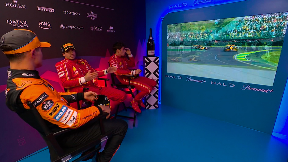 2024 Australian Grand Prix: Listen in to the chat from the top three drivers in the cool-down room after the race