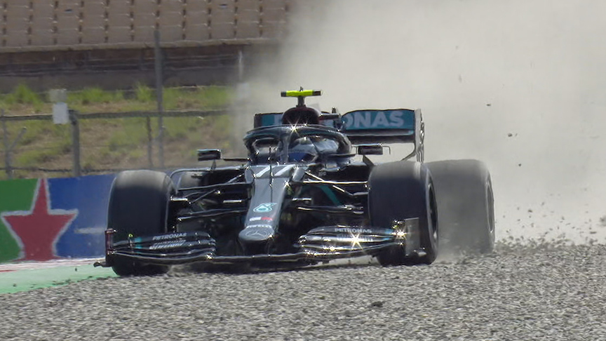 Spanish Grand Prix FP2: Bottas kicks gravel across circuit