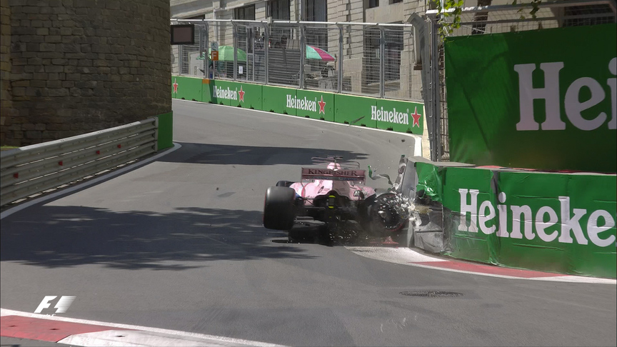 FP1: Perez first into the barriers at Baku