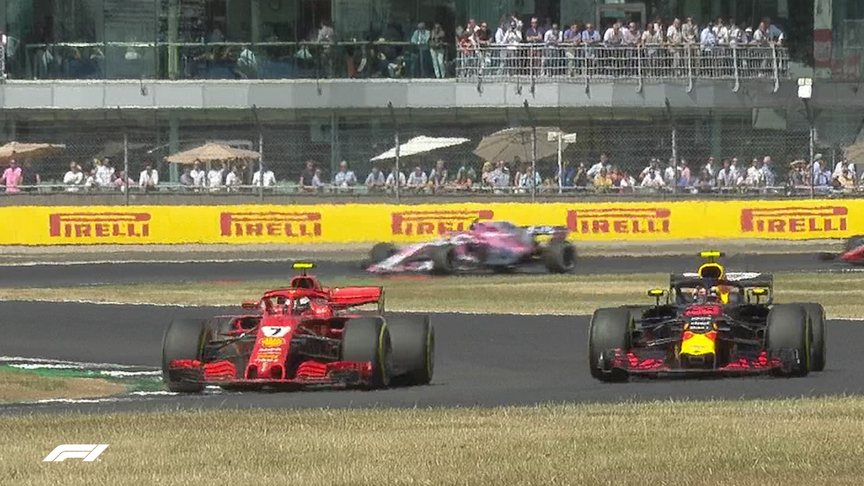 RACE: Raikkonen and Verstappen go wheel to wheel at re-start