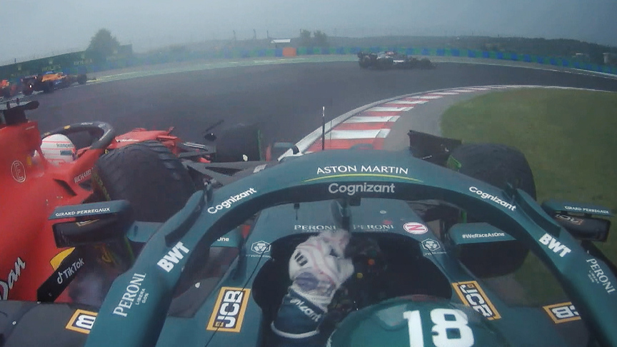 2021 Hungarian Grand Prix: Stroll crashes into Leclerc at race start