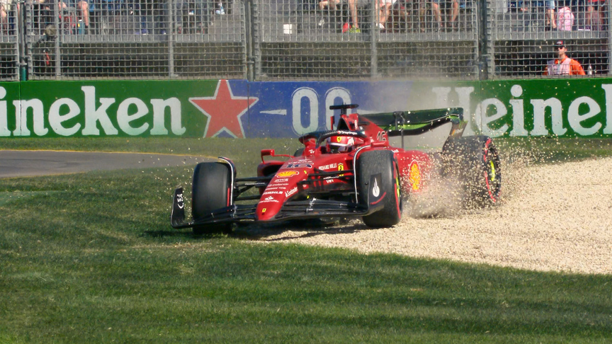 2022 Australian GP FP1: Leclerc slides into gravel following practice start