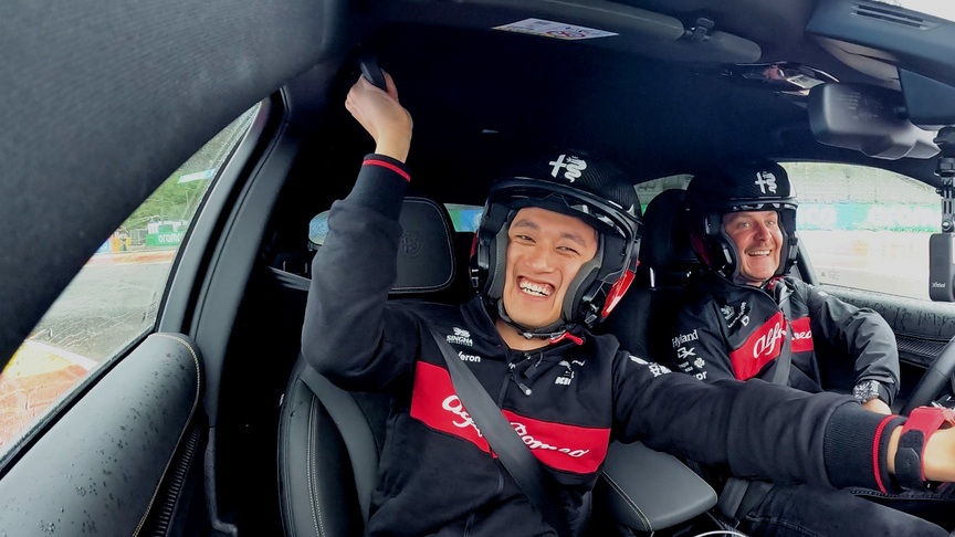 Valtteri Bottas terrifies Zhou Guanyu in hilarious Start-Stop Challenge in Belgium