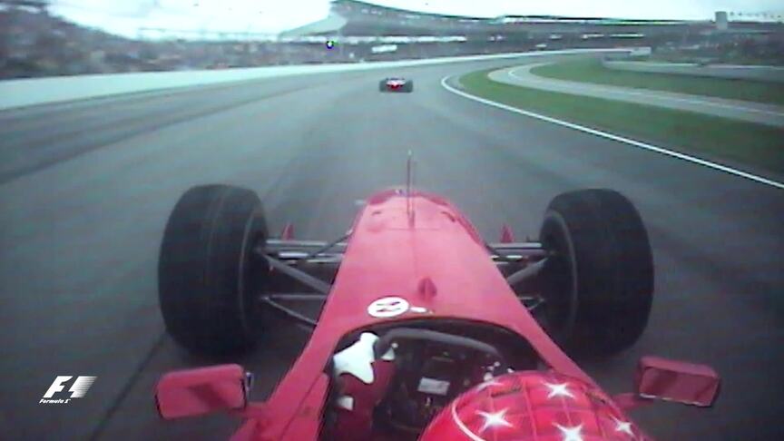 Classic onboard: Schumacher battles past Coulthard at Indy