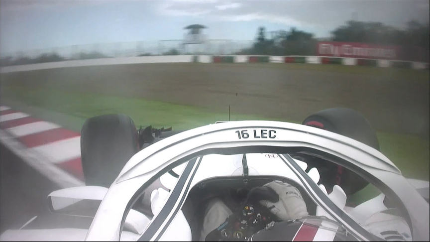 QUALIFYING: Leclerc performs perfect pirouette in damp Q2