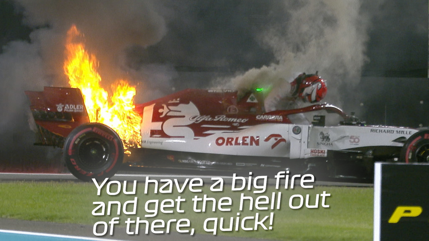 2020 Abu Dhabi Grand Prix FP2: Räikkönen turns firefighter as car bursts into flames