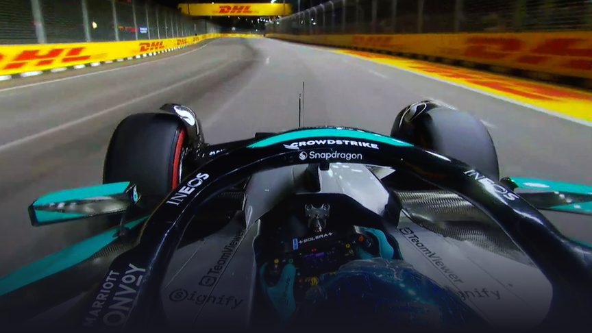 ONBOARD: George Russell’s 2025 Pirelli Pole Position Award lap at the Singapore Grand Prix