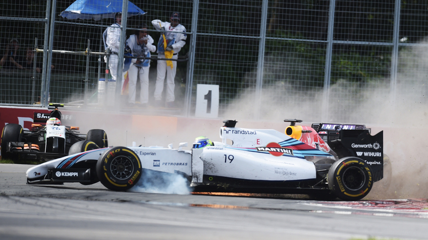 All The Angles: Massa and Perez collide at Canada 2014