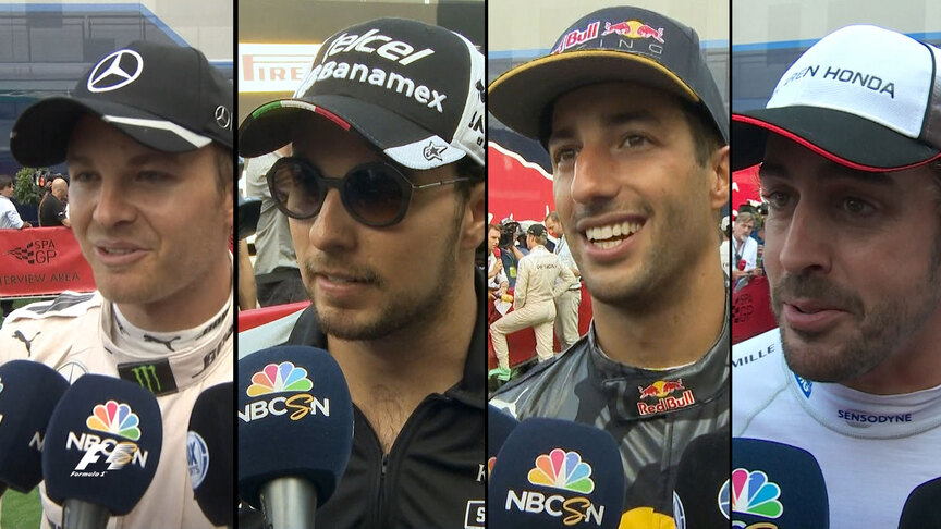 Drivers report back after an incident-packed Belgian race