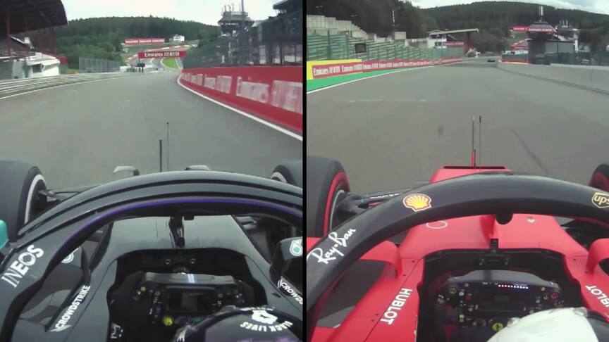 2020 Belgian GP FP3: Hamilton and Vettel wave to each other