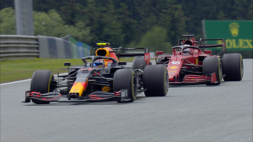 2021 Austrian Grand Prix: Leclerc overtakes Pérez with brilliant move at Turn 3