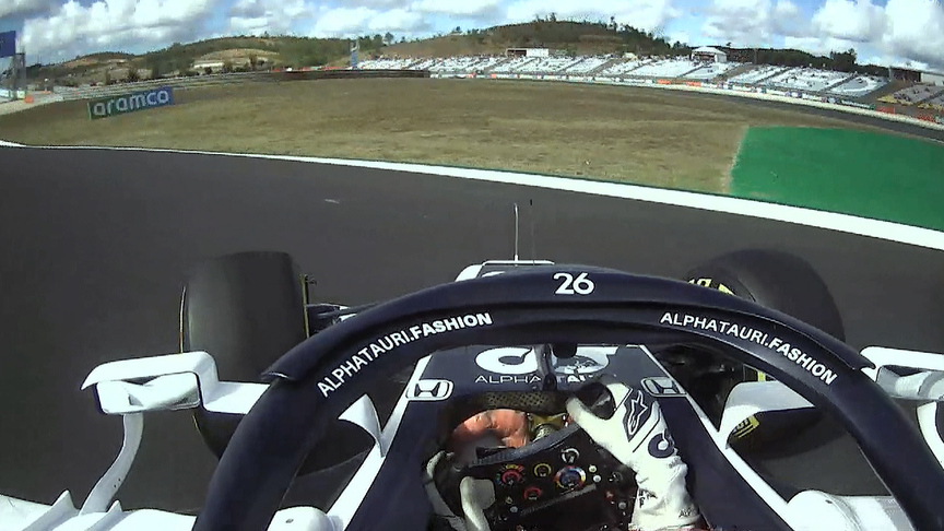 2020 Portuguese GP FP1: Kvyat's 180 degree spin