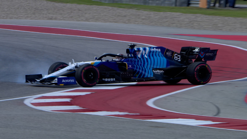 2021 United States GP FP3: Russell catches some air during 165mph spin