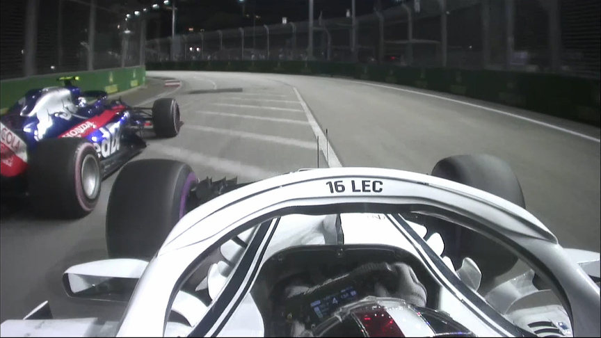 RACE: Leclerc pressures his way past Gasly