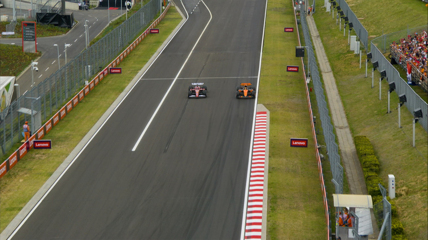 2025 Hungarian GP: Piastri overtakes Leclerc for P2 on track