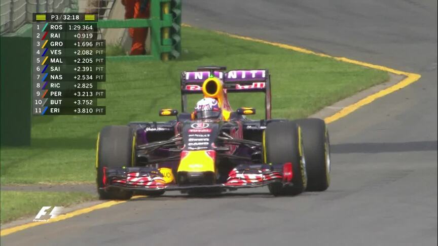 Daniel Ricciardo pushed back to pits in P3