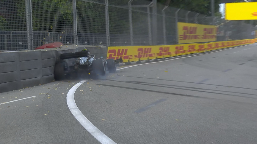 FP1: Red flags after Bottas crashes heavily at Turn 19