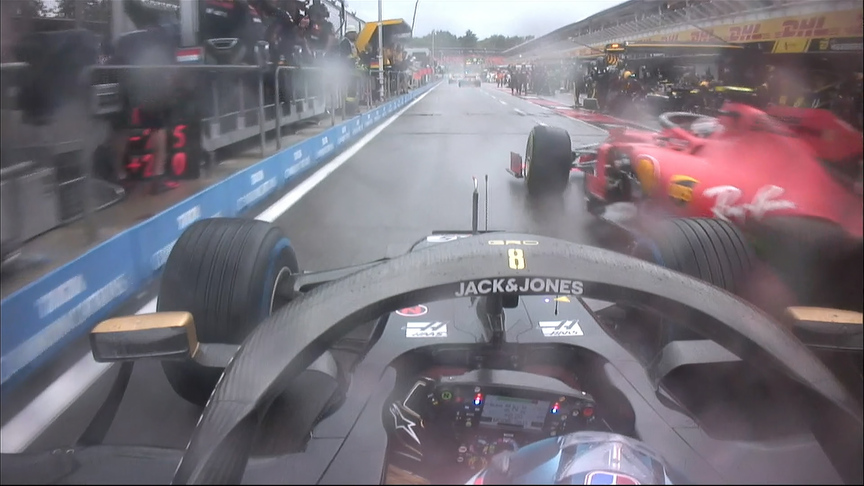 GERMAN GP: Grosjean and Leclerc almost come together in pit lane