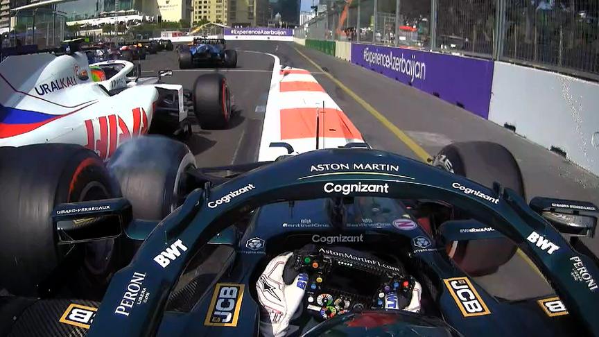2021 Azerbaijan Grand Prix: Schumacher and Stroll make contact on Lap 1