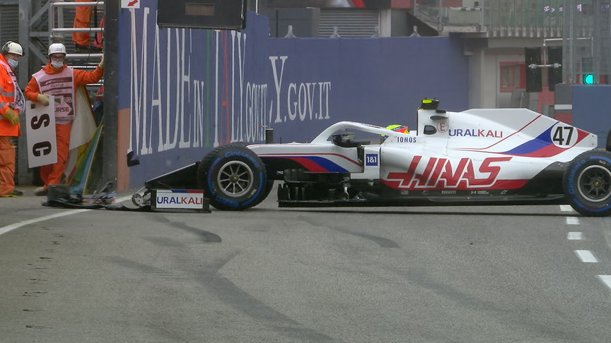 2021 Emilia Romagna Grand Prix: Schumacher destroys front wing in Safety Car spin