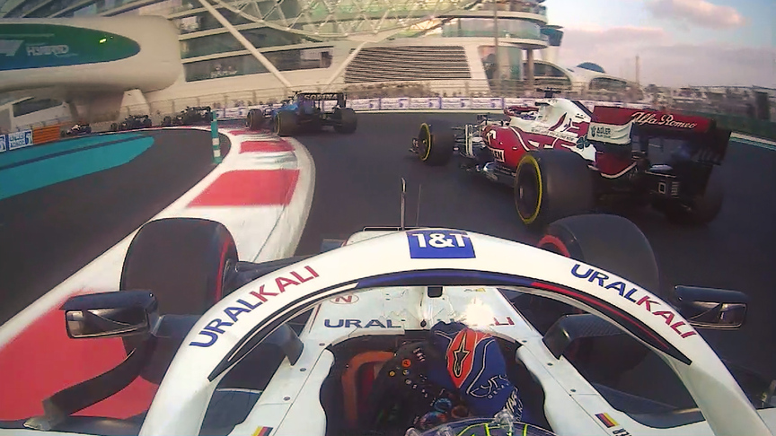 ONBOARD: Schumacher duels with Räikkönen and Williams pair on Lap 1
