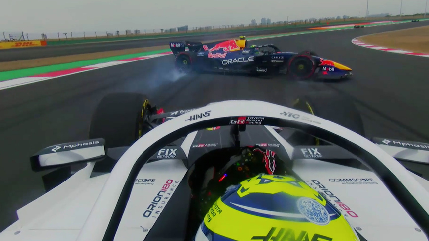 2026 Chinese Grand Prix: Hadjar spins during battle with Bearman