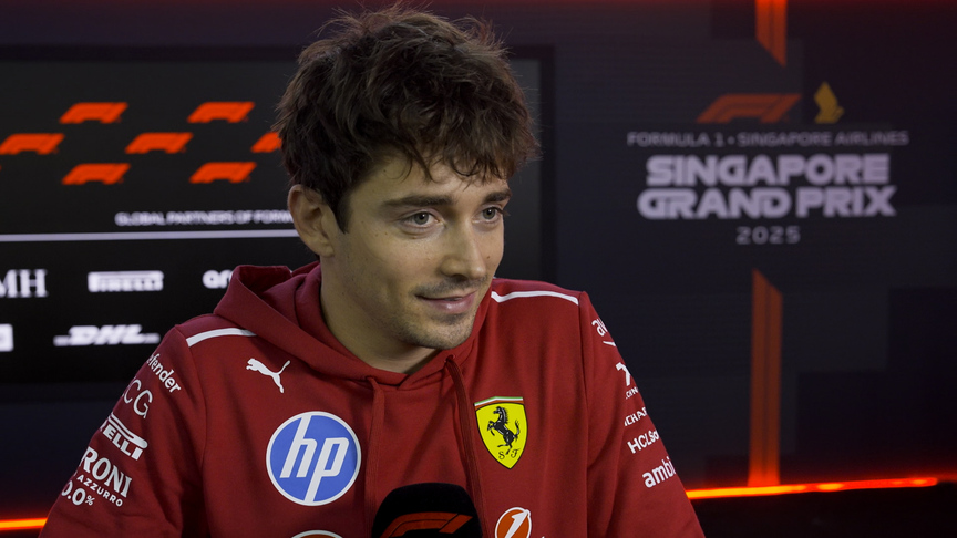 Leclerc explains his pit lane collision with Norris
