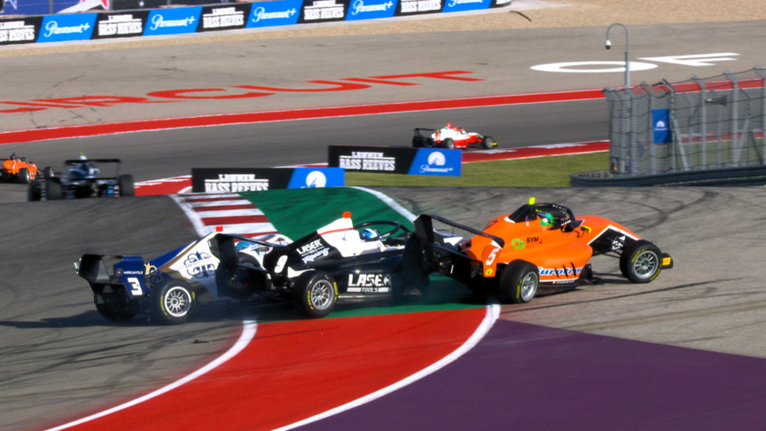 F1 ACADEMY RACE 1: Three car collision at COTA brings out Safety Car