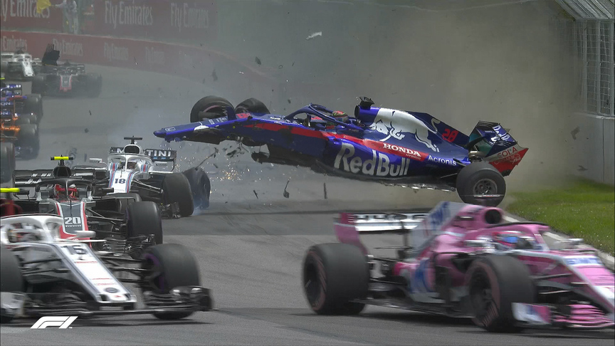 RACE: Stroll and Hartley out in spectacular Lap 1 crash