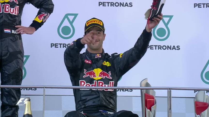 Grim or great? Ricciardo initiates ‘shoey’ celebrations in Malaysia