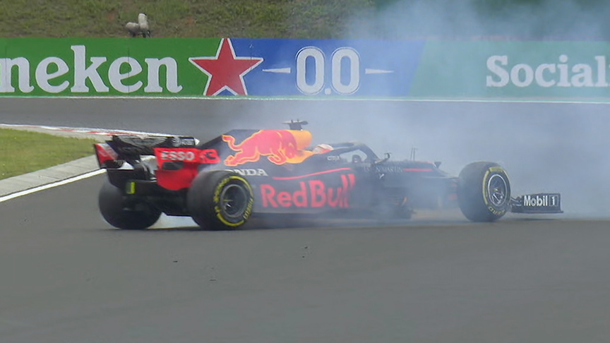 Hungary FP3: Verstappen spins at Turn 12