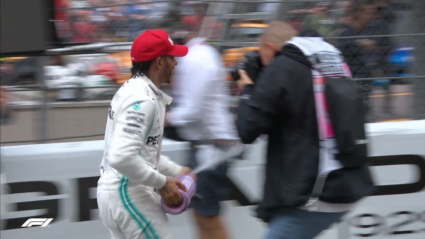 MONACO GP: Lewis Hamilton celebrates in style after winning in Monte Carlo