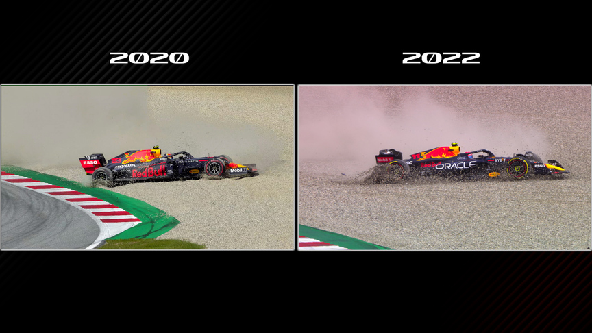 SIDE-BY-SIDE: Austria Turn 4 clashes between Hamilton and Albon in 2020 and Russell and Pérez in 2022