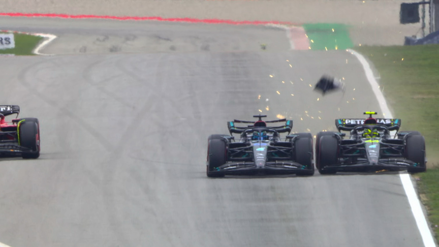 2023 Spanish GP Qualifying: Dramatic moment Mercedes team mates Russell and Hamilton make contact in Q2