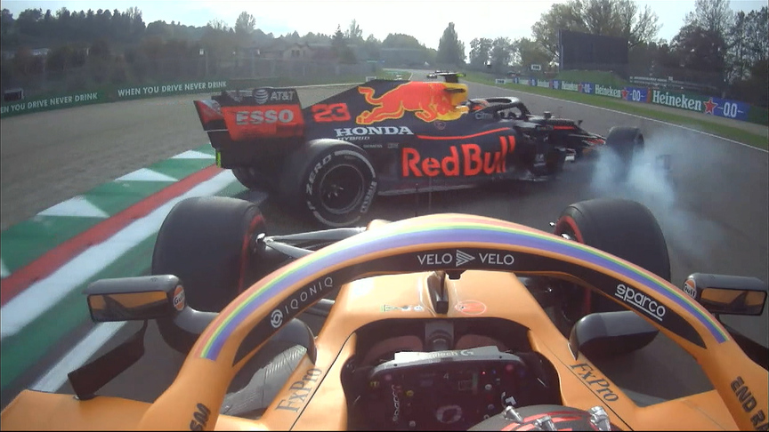 2020 Emilia Romagna Grand Prix: Albon spins out of Pérez battle