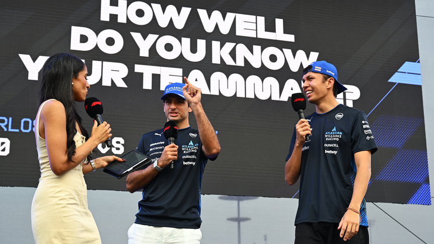 2025 Abu Dhabi GP: Alex Albon and Carlos Sainz meet the fans on stage