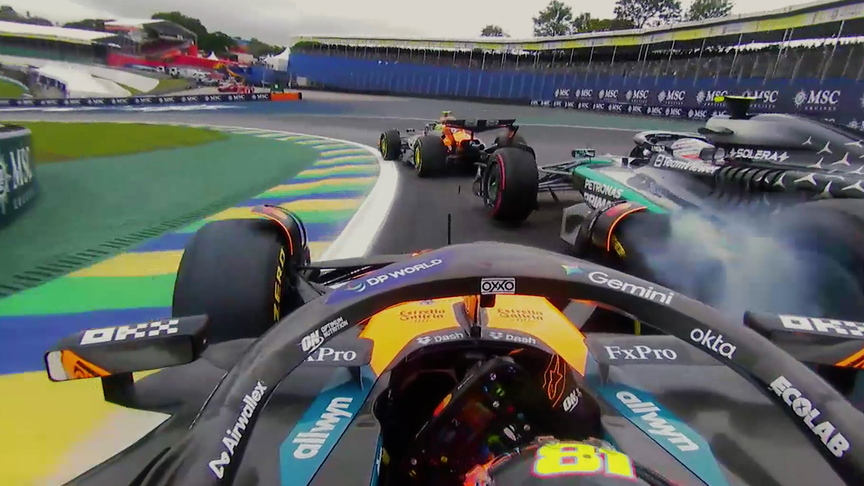 2025 Sao Paulo Grand Prix: Onboard as Leclerc is knocked out of the race at the restart