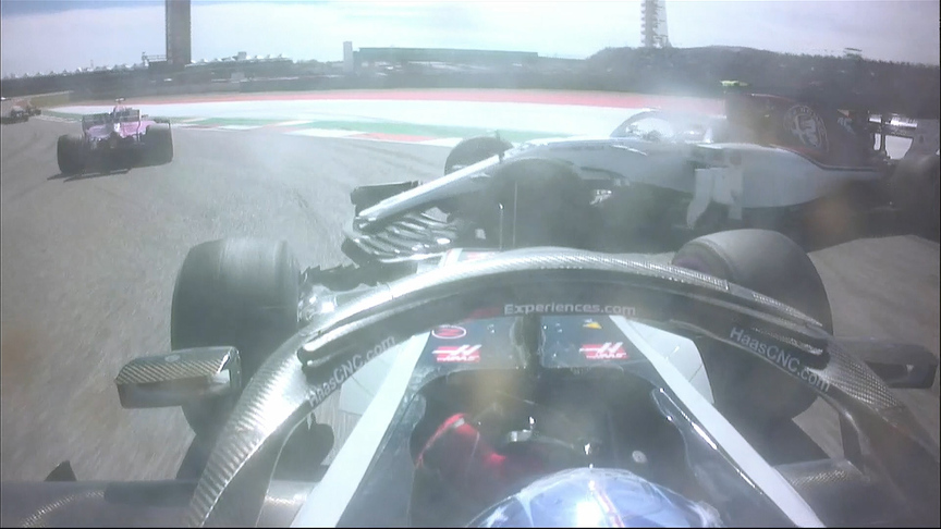 RACE: Grosjean tips Leclerc into early spin