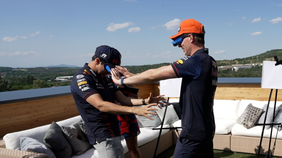 Chaotic Goggle Games with Red Bull's Max Verstappen and Sergio Perez
