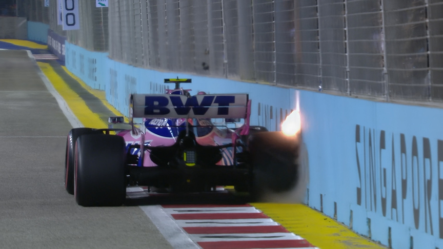 FP2: Sparks fly as Stroll survives Singapore wall-strike
